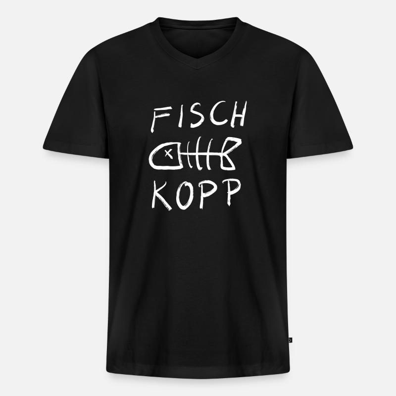 Fischkopp - Männer Premium Bio T-Shirt mit V-Ausschnitt - Schwarz