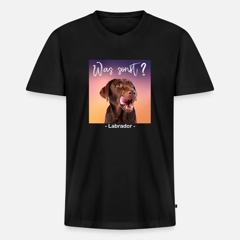 Was sonst brauner Labrador - Männer Premium Bio T-Shirt mit V-Ausschnitt - Schwarz