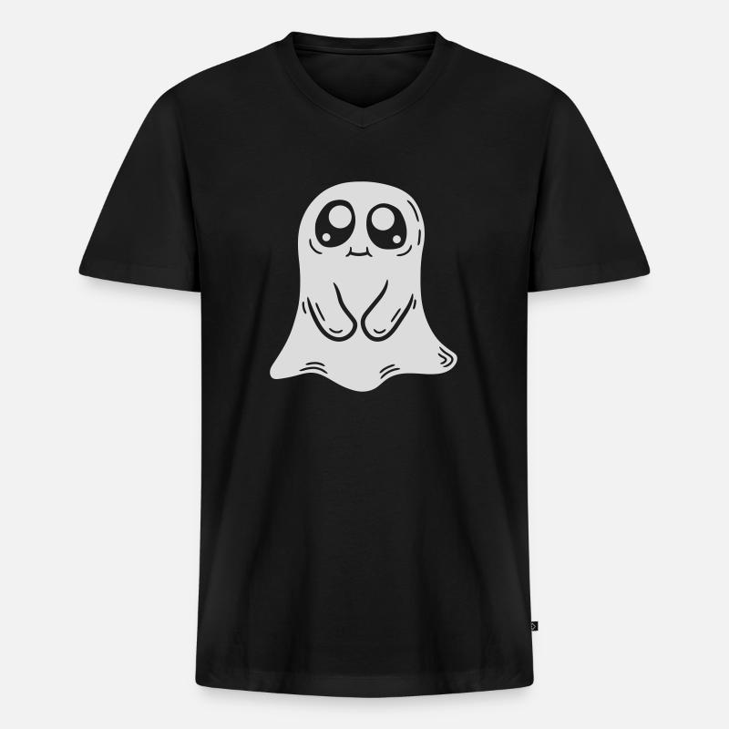 Süßer kleiner Geist Comic - Männer Premium Bio T-Shirt mit V-Ausschnitt - Schwarz