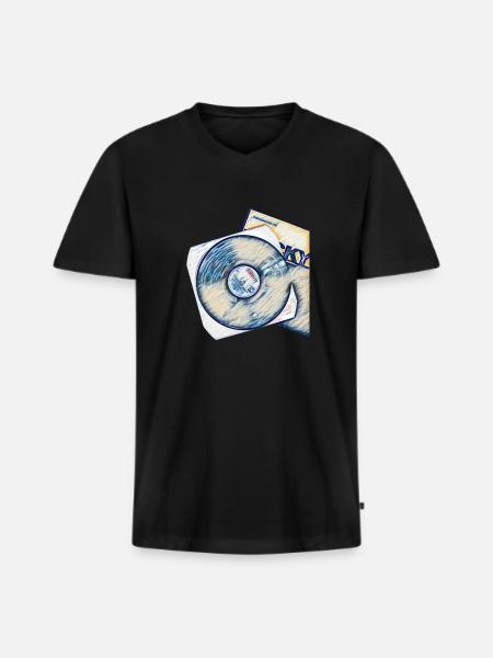 Schallplatte mit Cover - Männer Premium Bio T-Shirt mit V-Ausschnitt - Schwarz