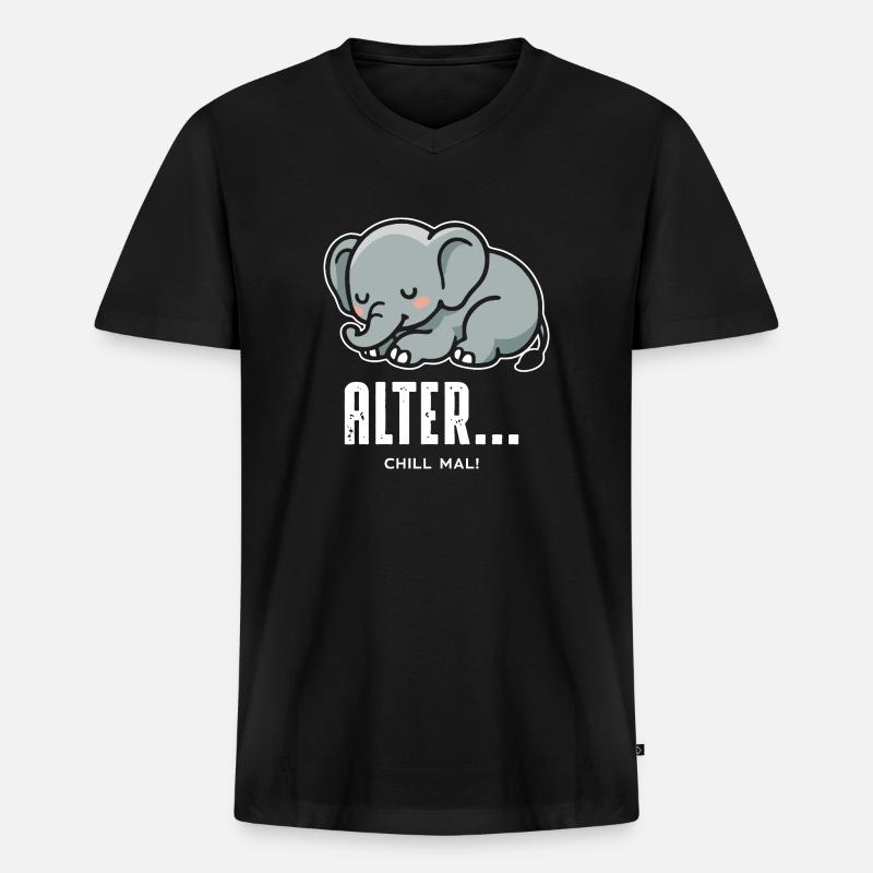 Chill mal - Männer Premium Bio T-Shirt mit V-Ausschnitt - Schwarz