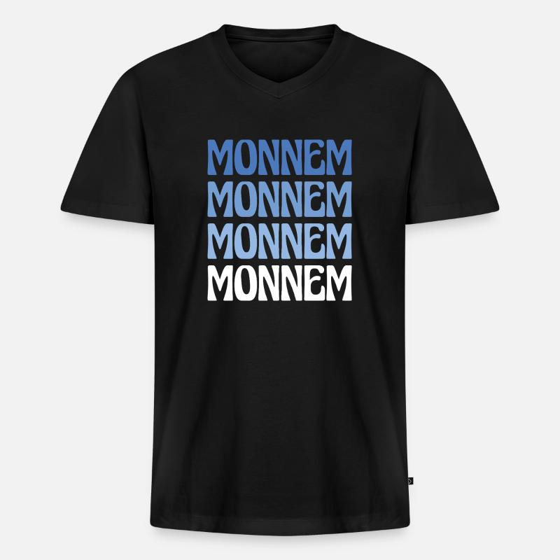 Monnem Mannheim Dialekt Geschenk - Männer Premium Bio T-Shirt mit V-Ausschnitt - Schwarz