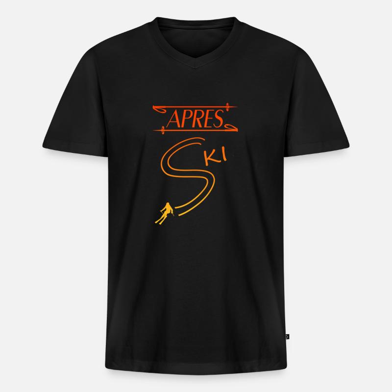 Apres Ski Tean - Männer Premium Bio T-Shirt mit V-Ausschnitt - Schwarz