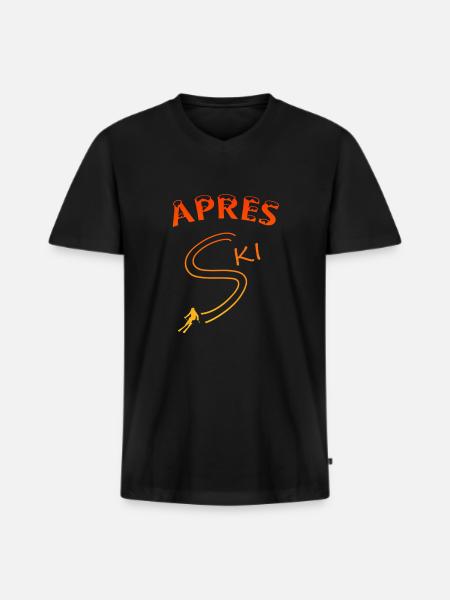 Apres Ski - Männer Premium Bio T-Shirt mit V-Ausschnitt - Schwarz