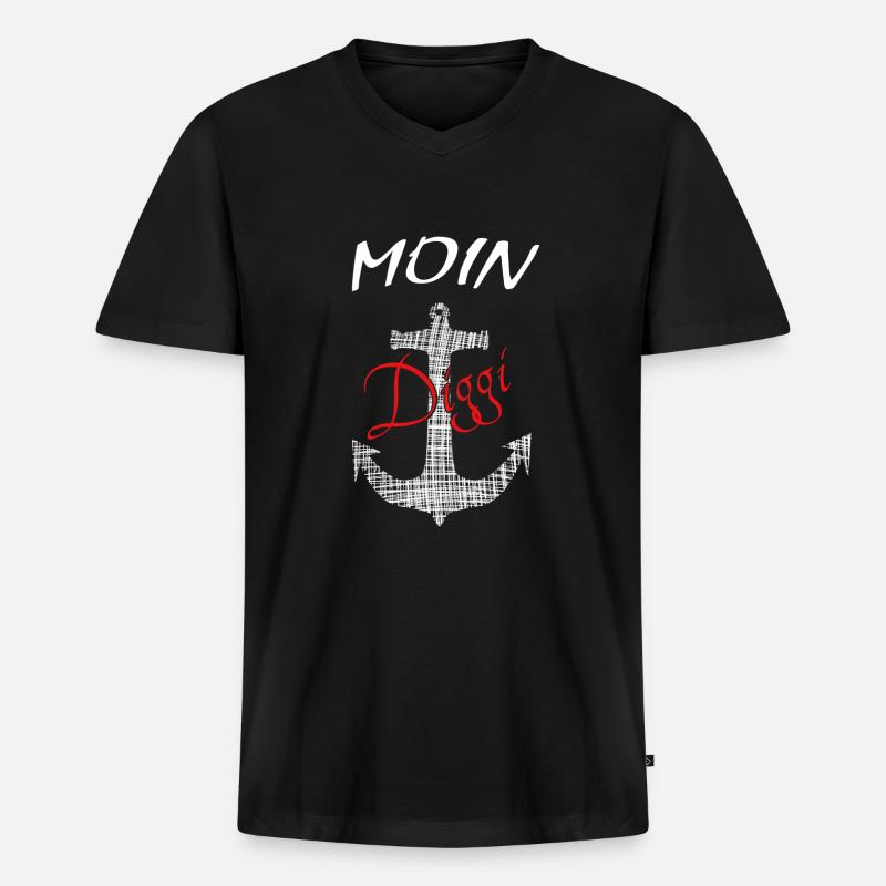 Anker Moin Diggi - Männer Premium Bio T-Shirt mit V-Ausschnitt - Schwarz
