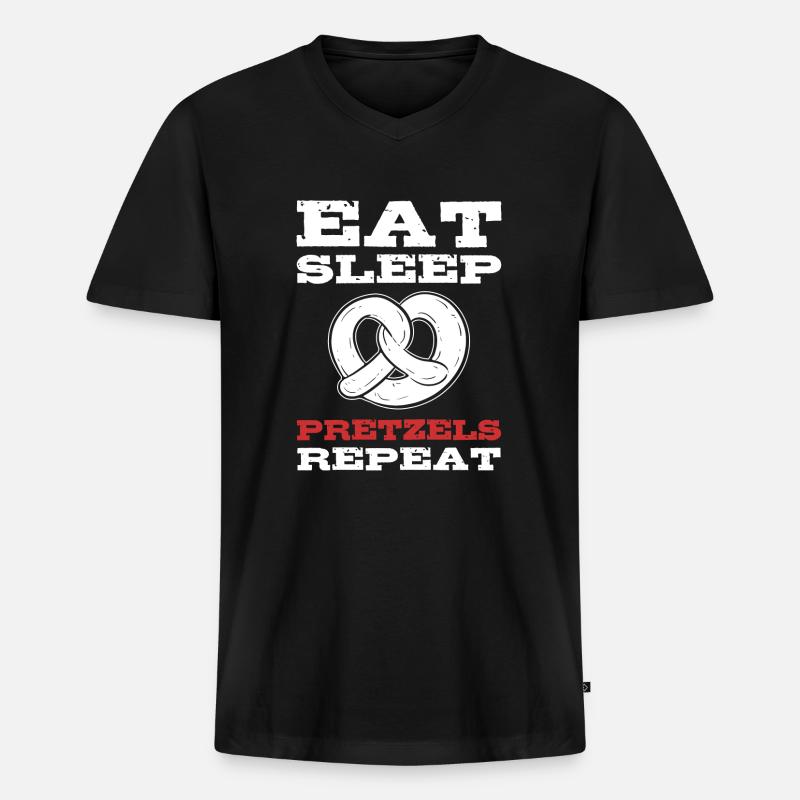 Brezel - Männer Premium Bio T-Shirt mit V-Ausschnitt - Schwarz