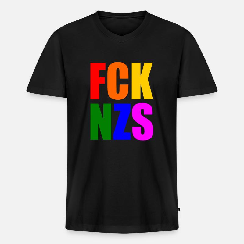 Fck nzs - Männer Premium Bio T-Shirt mit V-Ausschnitt - Schwarz