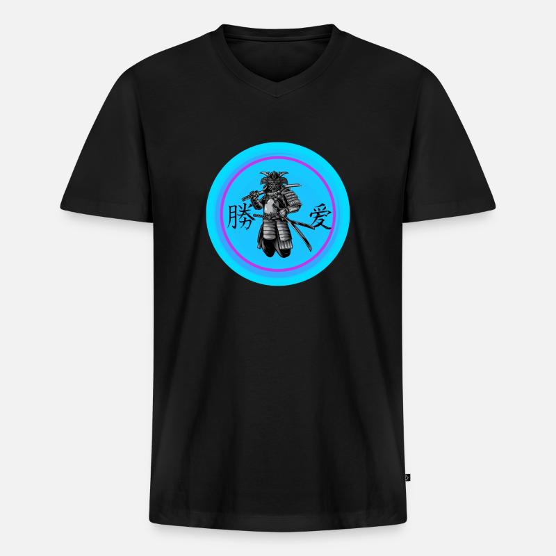 Neon Samurai - Men's Premium Organic T-shirt with V-neck - black