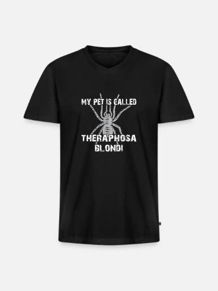My pet's name is Theraphosa Blondi - Men's Premium Organic T-shirt with V-neck - black