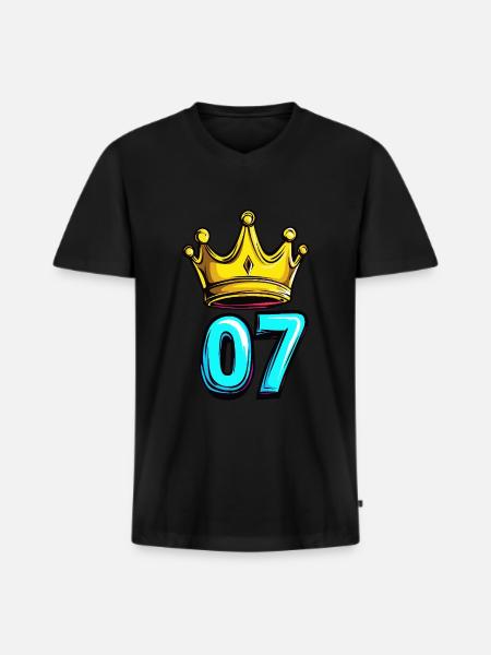 Couronne à 7 chiffres - T-shirt encolure en V Premium bio Homme - noir