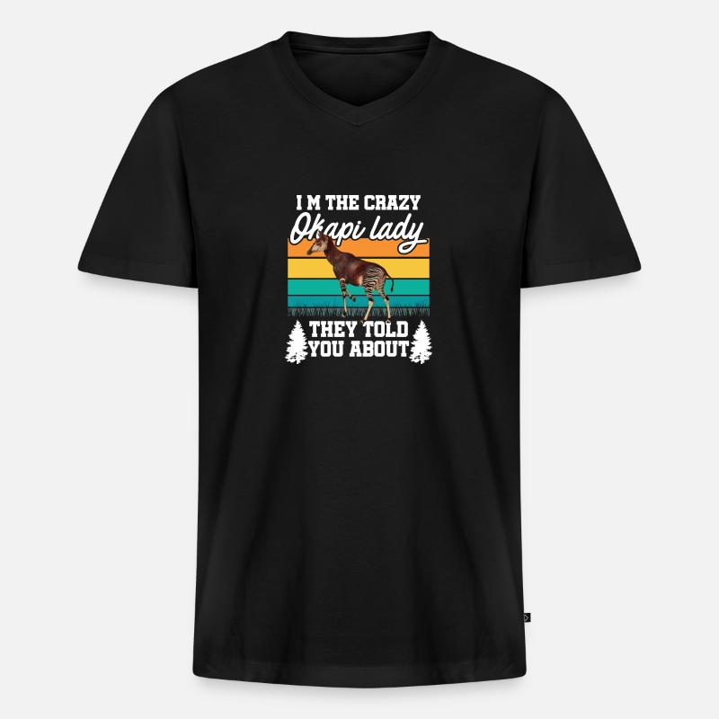 Okapi Natur pur - Männer Premium Bio T-Shirt mit V-Ausschnitt - Schwarz