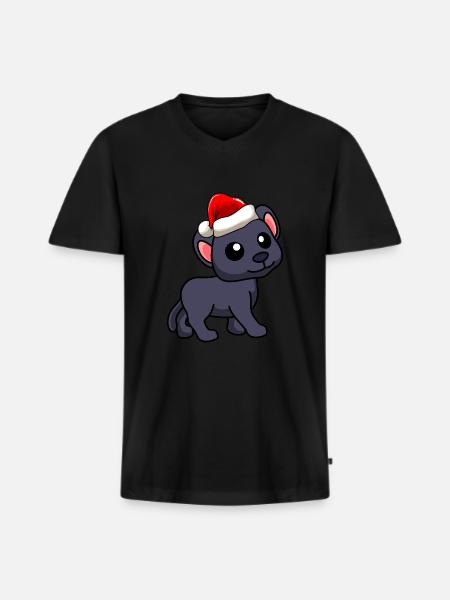 Panther Comic Christmas - Men's Premium Organic T-shirt with V-neck - black
