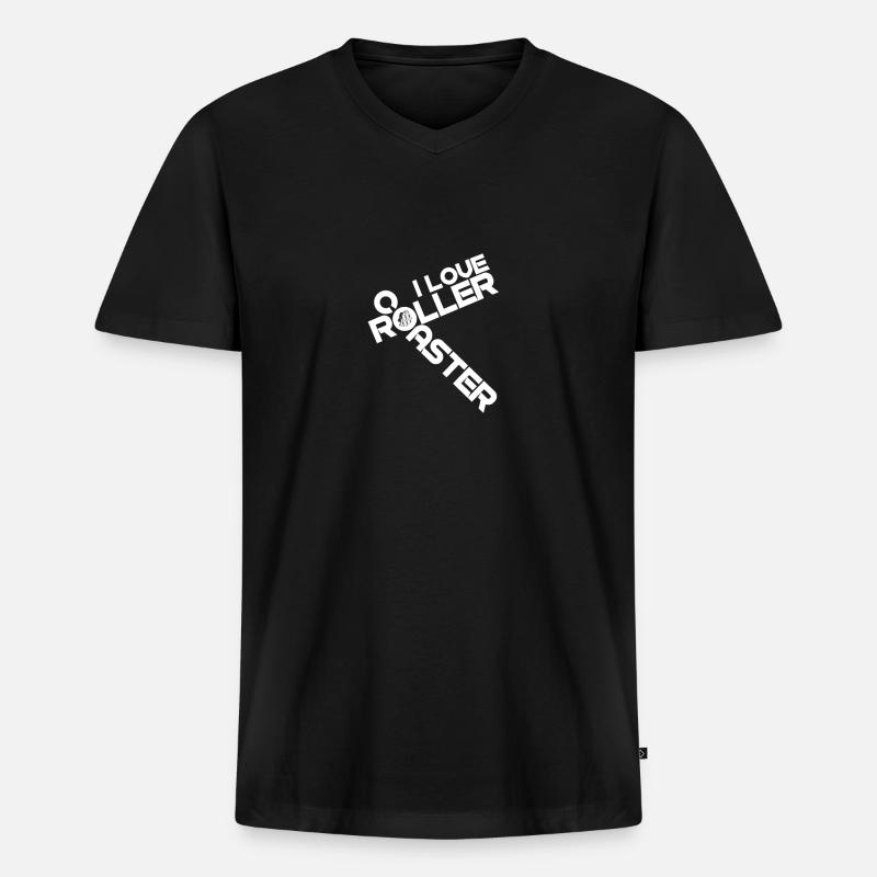 Achterbahn - Männer Premium Bio T-Shirt mit V-Ausschnitt - Schwarz
