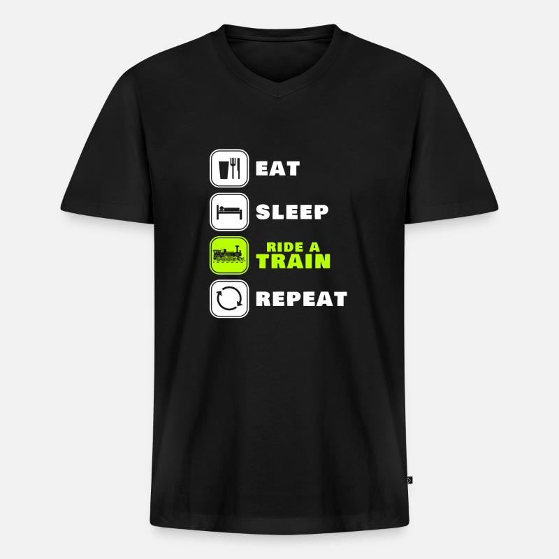 Zug - Männer Premium Bio T-Shirt mit V-Ausschnitt - Schwarz