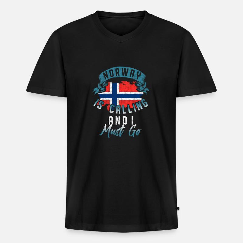 Norwegen - Männer Premium Bio T-Shirt mit V-Ausschnitt - Schwarz