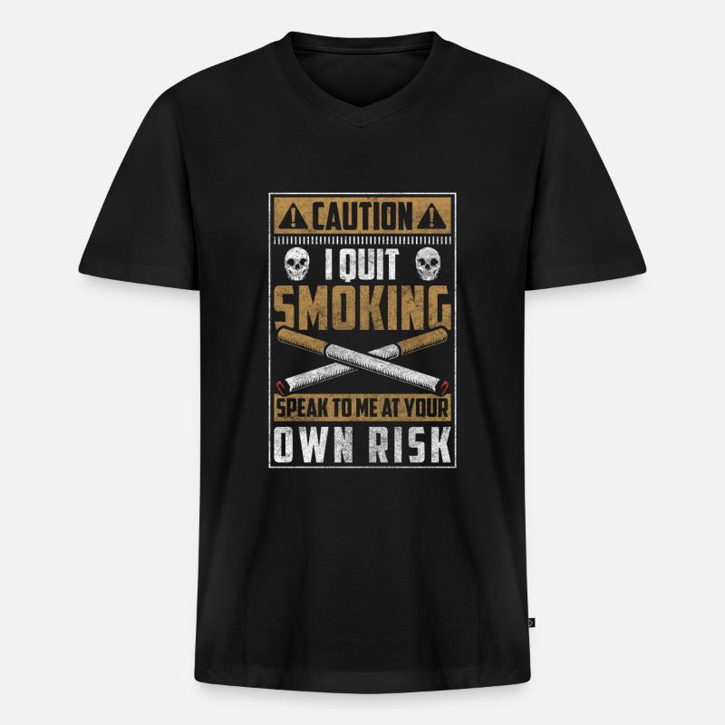 Aufhören Nikotin Gesund - Männer Premium Bio T-Shirt mit V-Ausschnitt - Schwarz