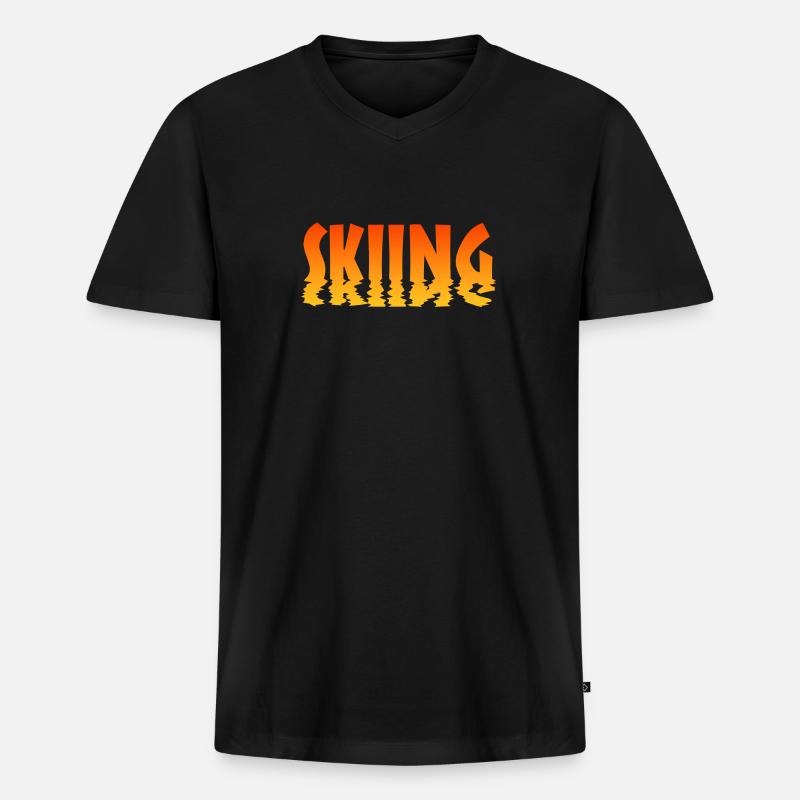 Skiing - Männer Premium Bio T-Shirt mit V-Ausschnitt - Schwarz
