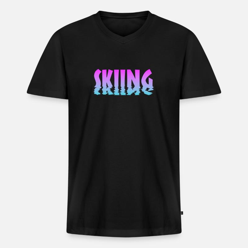 Skiing - Männer Premium Bio T-Shirt mit V-Ausschnitt - Schwarz