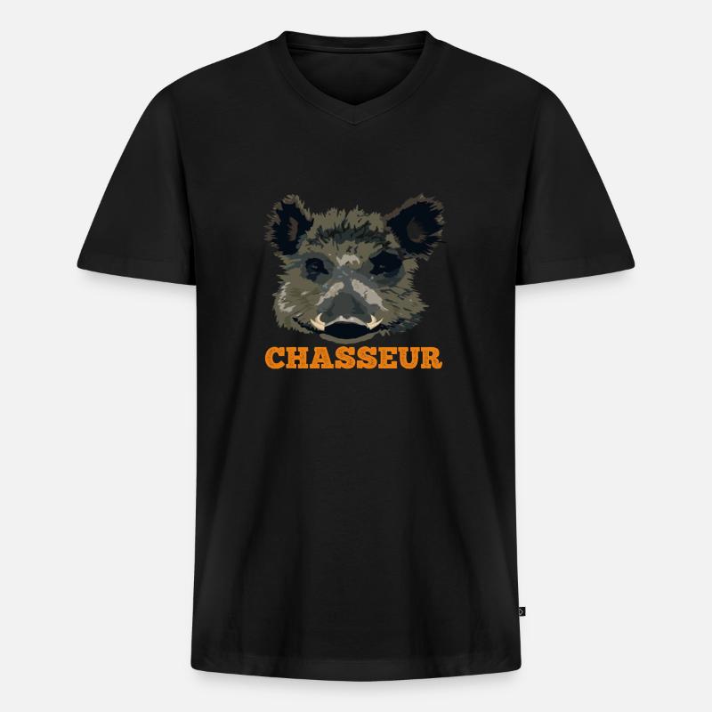 DER JÄGER - Männer Premium Bio T-Shirt mit V-Ausschnitt - Schwarz