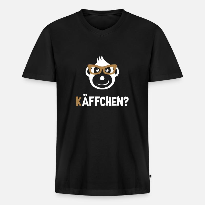 kaeffchen - Männer Premium Bio T-Shirt mit V-Ausschnitt - Schwarz