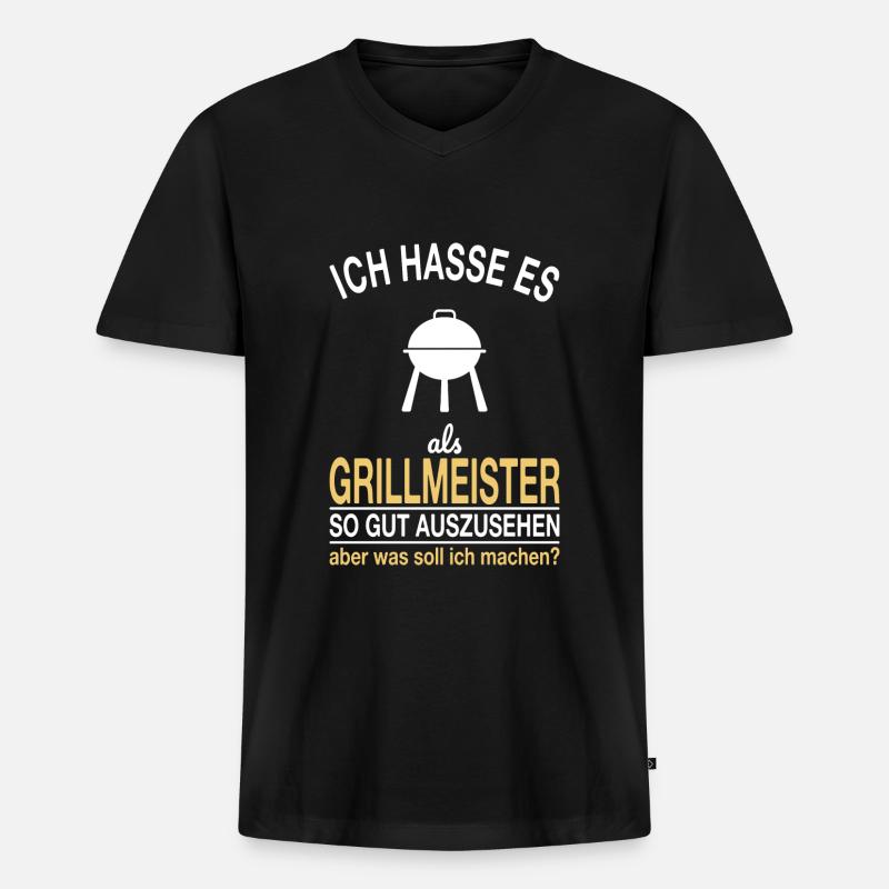 Grillmeister Spruch - Männer Premium Bio T-Shirt mit V-Ausschnitt - Schwarz