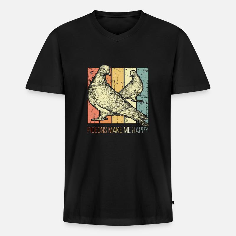 Brieftauben Taube - Männer Premium Bio T-Shirt mit V-Ausschnitt - Schwarz