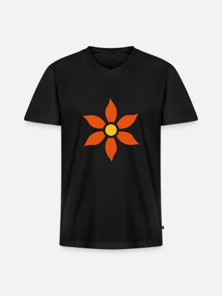 Blume - Männer Premium Bio T-Shirt mit V-Ausschnitt - Schwarz