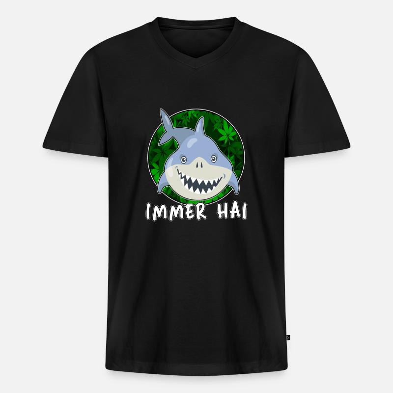 high immer hai cbd thc - Männer Premium Bio T-Shirt mit V-Ausschnitt - Schwarz