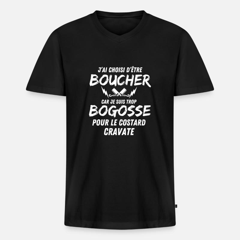 BOUCHER BOGOSSE - Männer Premium Bio T-Shirt mit V-Ausschnitt - Schwarz