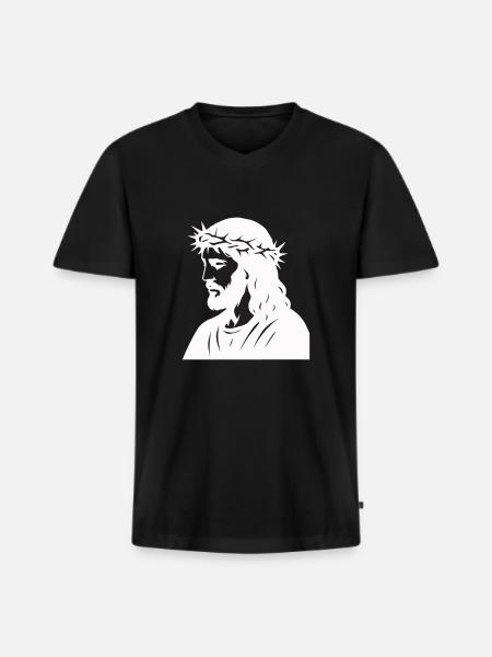 jesus - Männer Premium Bio T-Shirt mit V-Ausschnitt - Schwarz