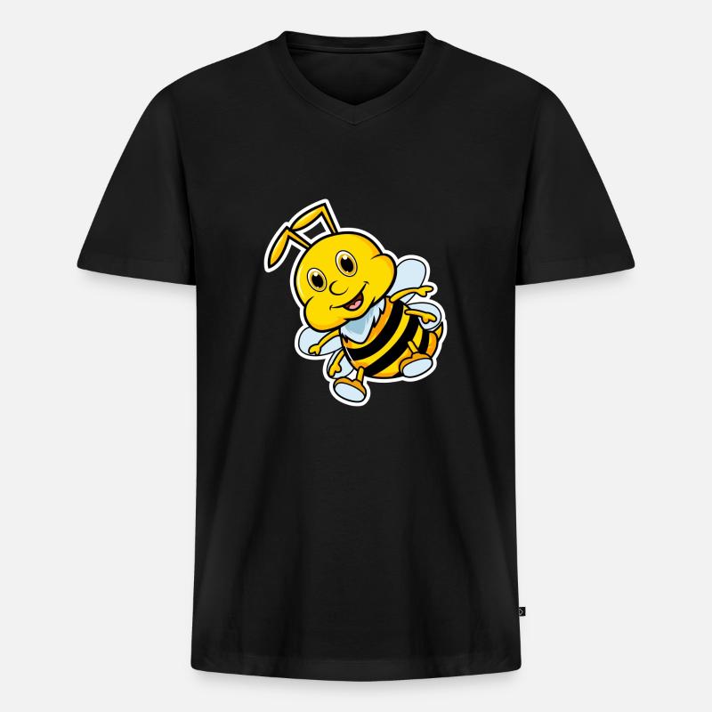 Biene - Männer Premium Bio T-Shirt mit V-Ausschnitt - Schwarz