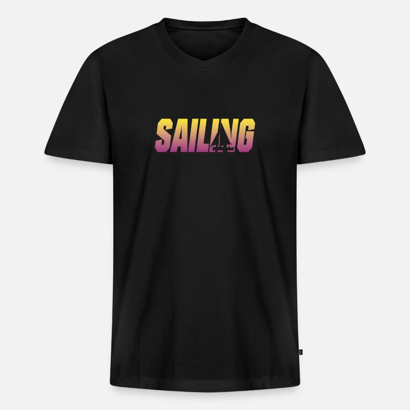 segeln - Männer Premium Bio T-Shirt mit V-Ausschnitt - Schwarz