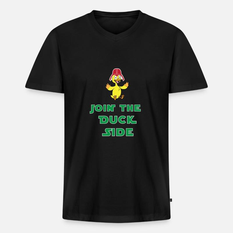 Join the duck side - Männer Premium Bio T-Shirt mit V-Ausschnitt - Schwarz