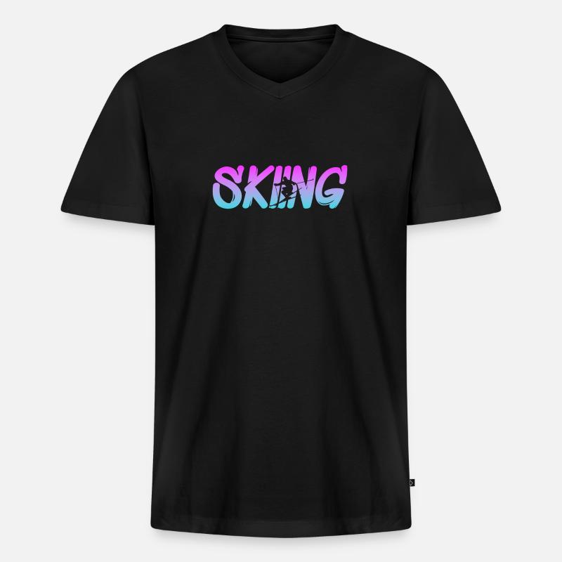 skiing - Männer Premium Bio T-Shirt mit V-Ausschnitt - Schwarz
