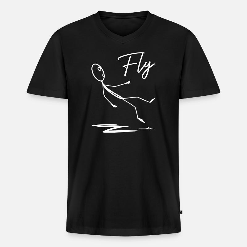 Fly - Männer Premium Bio T-Shirt mit V-Ausschnitt - Schwarz