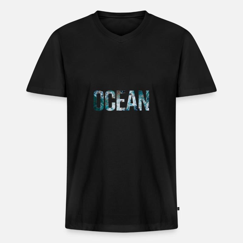ocean - Männer Premium Bio T-Shirt mit V-Ausschnitt - Schwarz