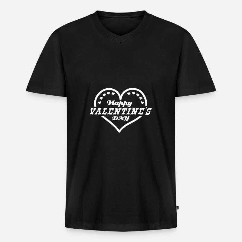 Joyeuse Saint-Valentin... Joyeuse Saint-Valentin - T-shirt encolure en V Premium bio Homme - noir