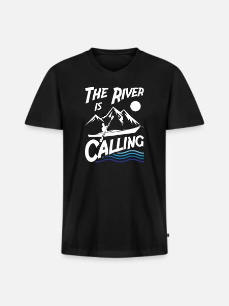 The River is Calling - Men's Premium Organic T-shirt with V-neck - black