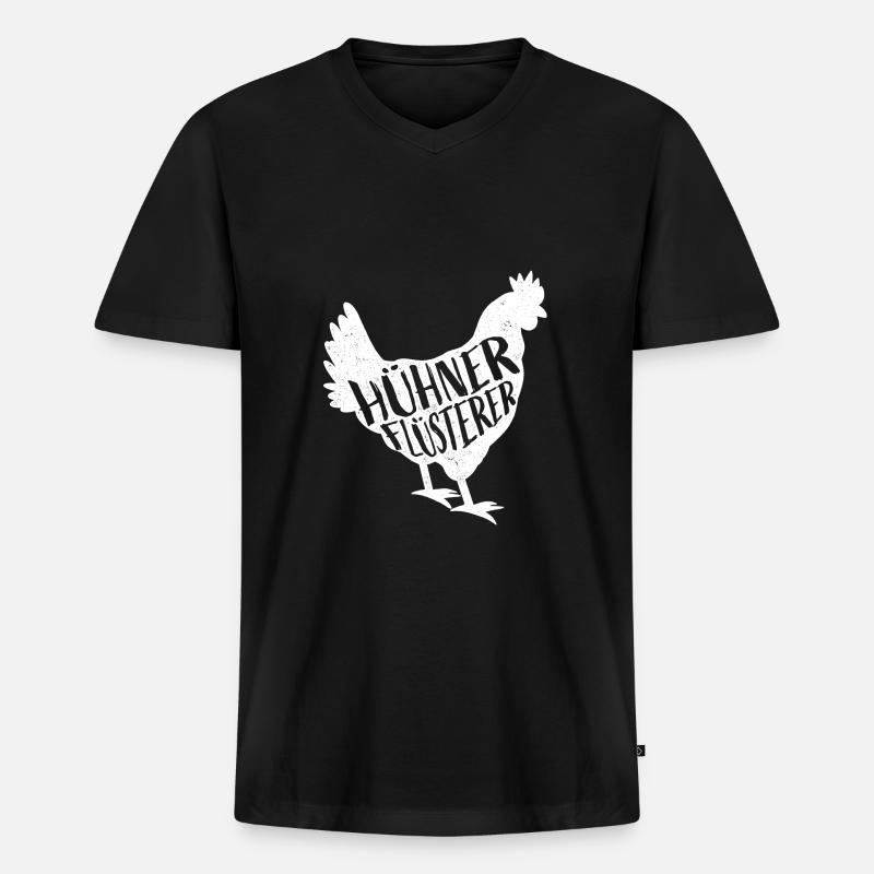 Hühnerflüsterer - Männer Premium Bio T-Shirt mit V-Ausschnitt - Schwarz