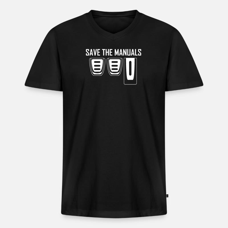 Gem håndbogen Håndbog Gear Shift Tuning - Premium økologisk T-shirt med V-hals til mænd - sort