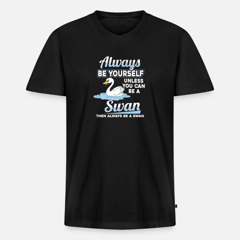 Schwan - Männer Premium Bio T-Shirt mit V-Ausschnitt - Schwarz