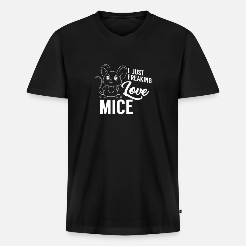 Maus - Männer Premium Bio T-Shirt mit V-Ausschnitt - Schwarz