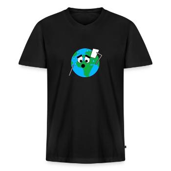 La terre transpire. Réchauffement climatique - T-shirt encolure en V Premium bio Homme - noir - Devant - Nico (187cm)