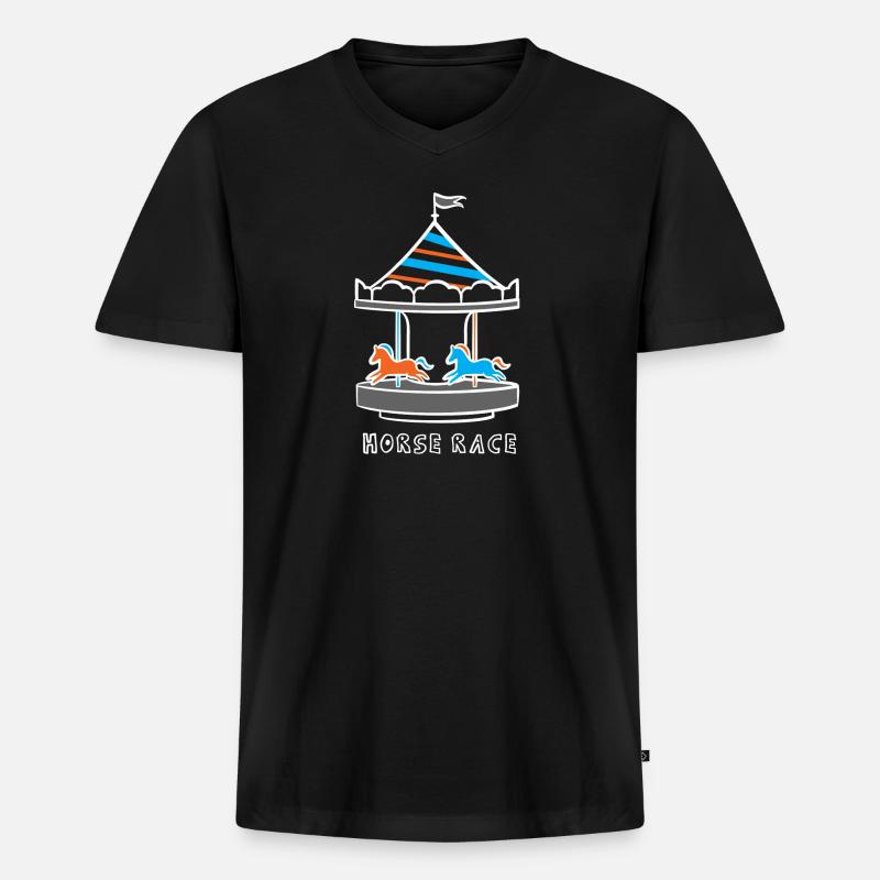 Pferde Karussell - Männer Premium Bio T-Shirt mit V-Ausschnitt - Schwarz