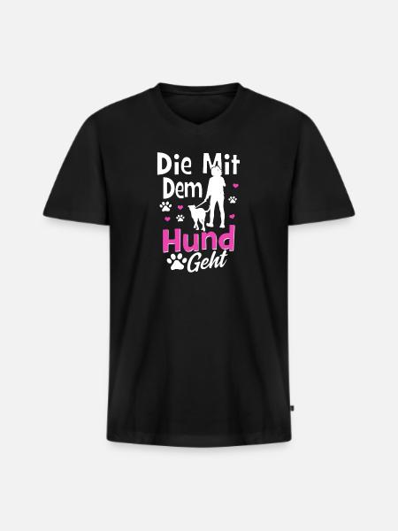 Le chien va - T-shirt encolure en V Premium bio Homme - noir