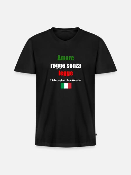 l’italien, le proverbe italien - T-shirt encolure en V Premium bio Homme - noir