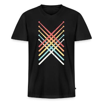 Schlagzeug - Männer Premium Bio T-Shirt mit V-Ausschnitt - Schwarz - Vorne - Nico (187cm)
