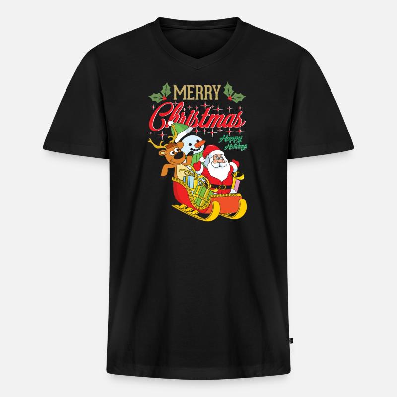 Weihnachtsmann - Männer Premium Bio T-Shirt mit V-Ausschnitt - Schwarz