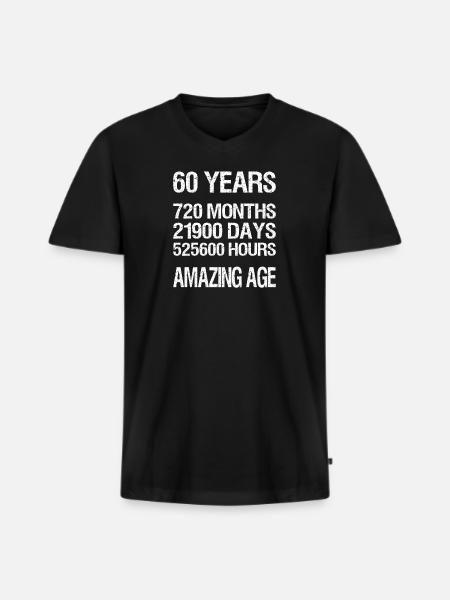 60 ans - T-shirt encolure en V Premium bio Homme - noir
