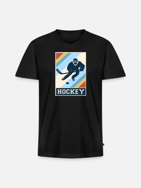 hockey - Männer Premium Bio T-Shirt mit V-Ausschnitt - Schwarz